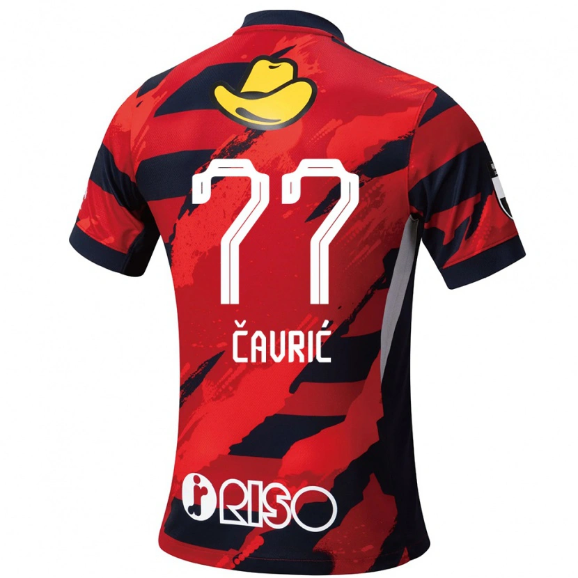 Danxen Criança Camisola Aleksandar Cavric #77 Vermelho Preto Principal 2025/26 Camisa Brasil