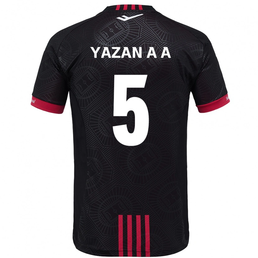 Danxen Criança Camisola Yazan Al-Arab #5 Preto Vermelho Principal 2025/26 Camisa Brasil