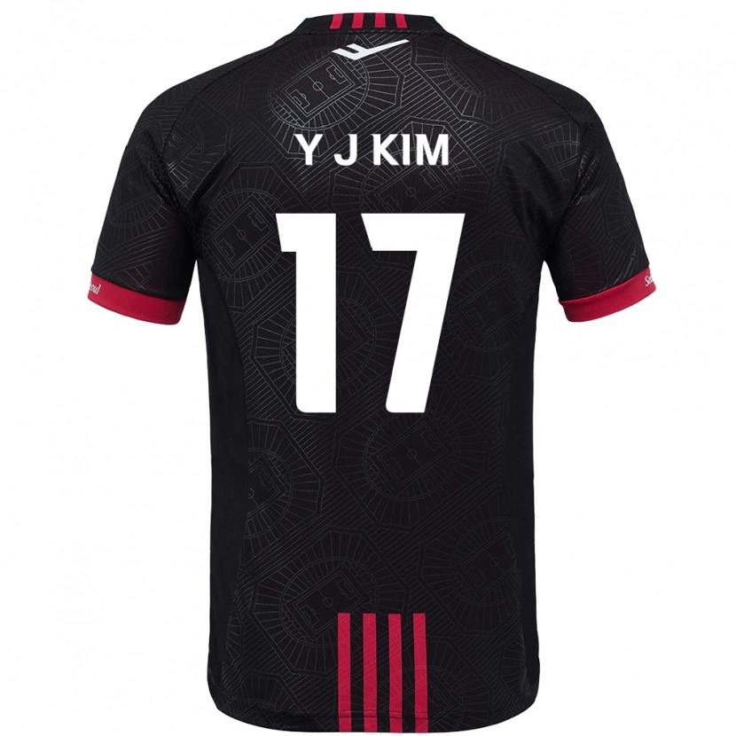 Danxen Criança Camisola Jin-Ya Kim #17 Preto Vermelho Principal 2025/26 Camisa Brasil