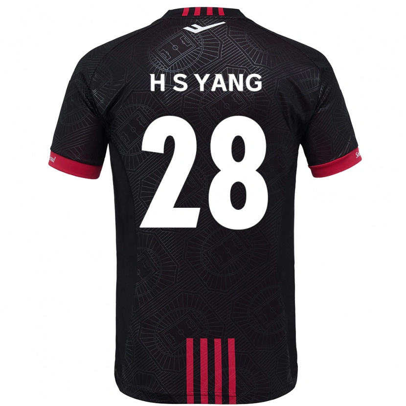 Danxen Criança Camisola Seung-Hyeon Yang #28 Preto Vermelho Principal 2025/26 Camisa Brasil