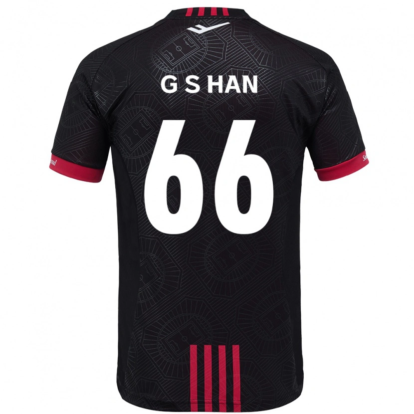 Danxen Criança Camisola Seung-Gyu Han #66 Preto Vermelho Principal 2025/26 Camisa Brasil