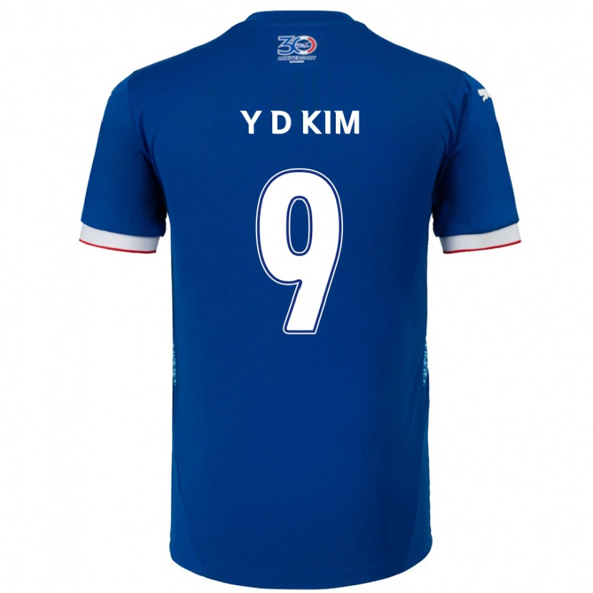 Danxen Criança Camisola Dong-Yeon Kim #9 Azul Royal Branco Principal 2025/26 Camisa Brasil