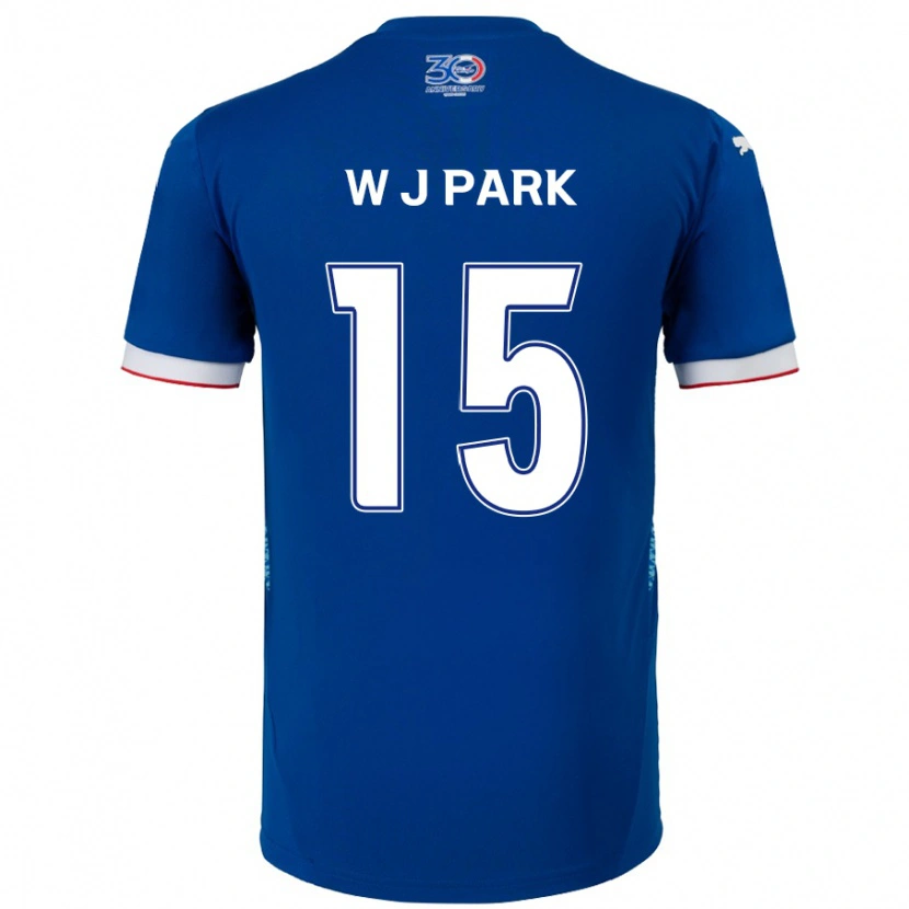 Danxen Criança Camisola Woo-Jin Park #15 Azul Royal Branco Principal 2025/26 Camisa Brasil