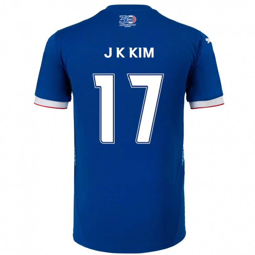 Danxen Criança Camisola Kyeong-Jung Kim #17 Azul Royal Branco Principal 2025/26 Camisa Brasil
