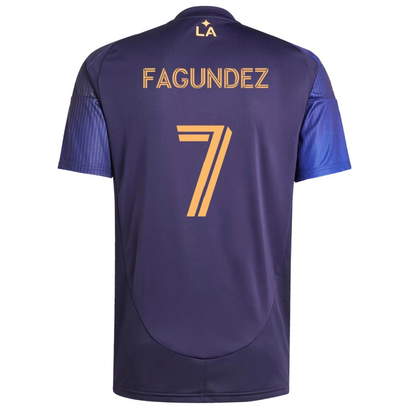 Danxen Criança Camisola Diego Fagúndez #7 Roxo Azul Alternativa 2025/26 Camisa Brasil