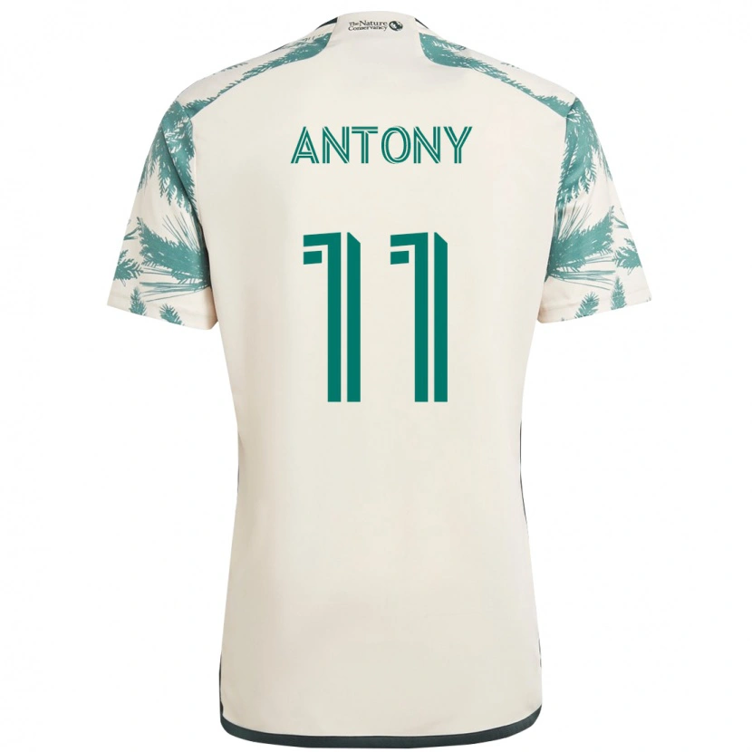 Danxen Criança Camisola Antony #11 Bege Verde Alternativa 2025/26 Camisa Brasil