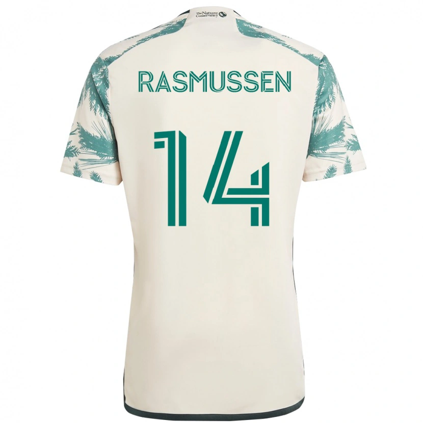 Danxen Criança Camisola Justin Rasmussen #14 Bege Verde Alternativa 2025/26 Camisa Brasil