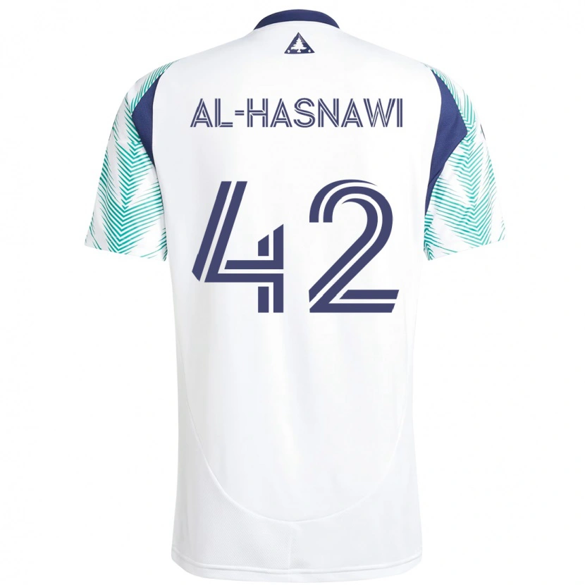 Danxen Criança Camisola Moshtaba Al-Hasnawi #42 Branco Azul Alternativa 2025/26 Camisa Brasil