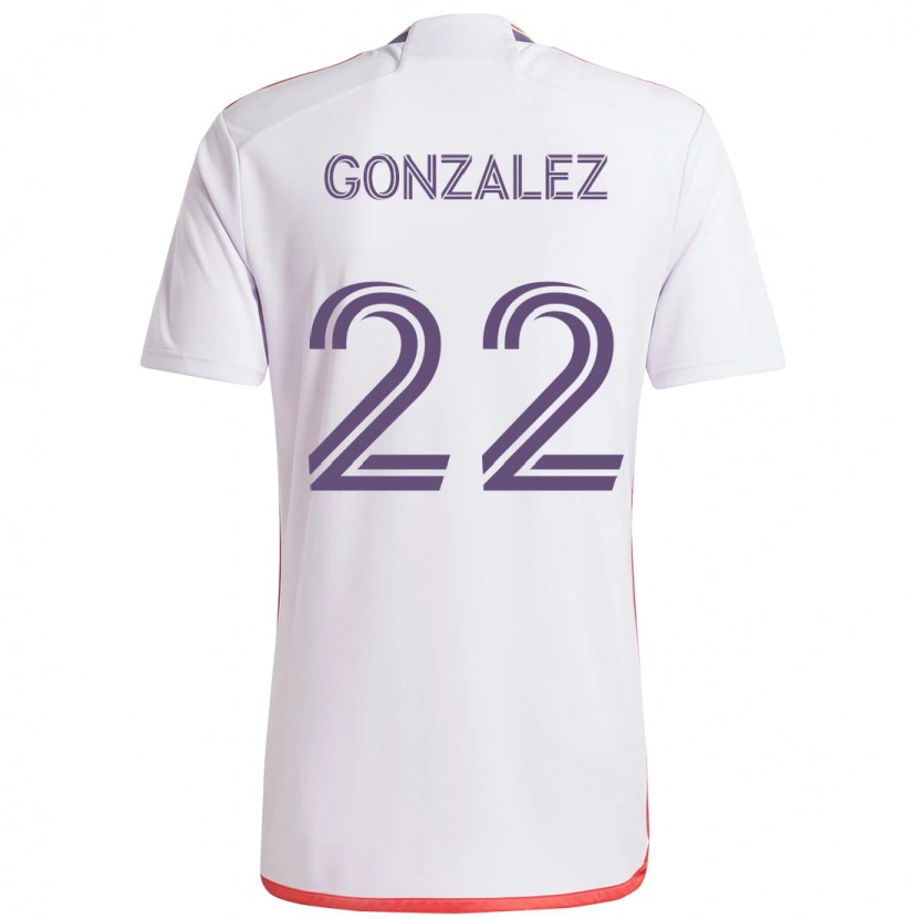 Danxen Criança Camisola Gastón González #22 Branco Roxo Alternativa 2025/26 Camisa Brasil