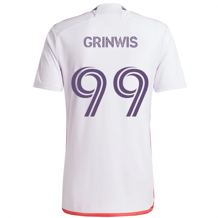 Danxen Criança Camisola Adam Grinwis #99 Branco Roxo Alternativa 2025/26 Camisa Brasil