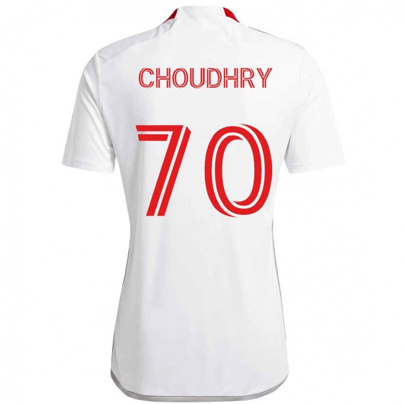Danxen Criança Camisola Benjamin Choudhry #70 Branco Vermelho Alternativa 2025/26 Camisa Brasil