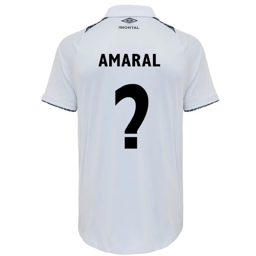 Danxen Criança Camisola Lucas Amaral #0 Branco Azul Alternativa 2025/26 Camisa Brasil
