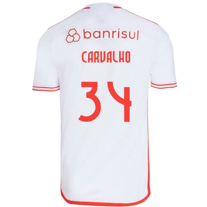 Danxen Criança Camisola Gabriel Carvalho #34 Branco Vermelho Alternativa 2025/26 Camisa Brasil