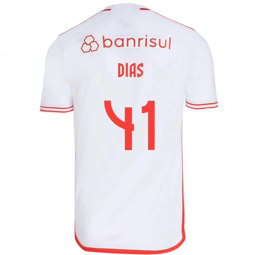 Danxen Criança Camisola Matheus Dias #41 Branco Vermelho Alternativa 2025/26 Camisa Brasil