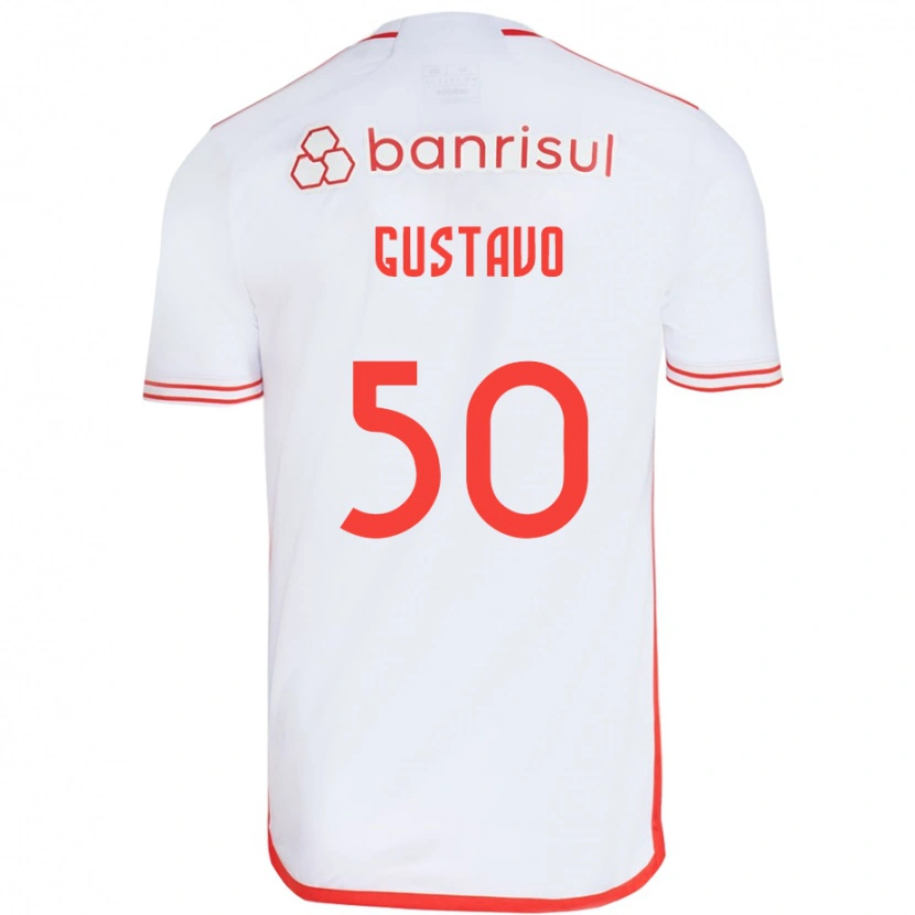 Danxen Criança Camisola Gustavo #50 Branco Vermelho Alternativa 2025/26 Camisa Brasil