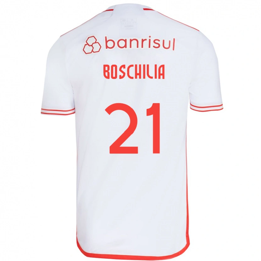 Danxen Criança Camisola Gabriel Boschilia #21 Branco Vermelho Alternativa 2025/26 Camisa Brasil