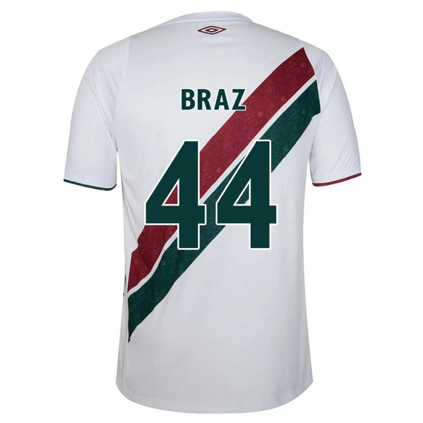 Danxen Criança Camisola David Braz #44 Branco Verde Bordô Alternativa 2025/26 Camisa Brasil