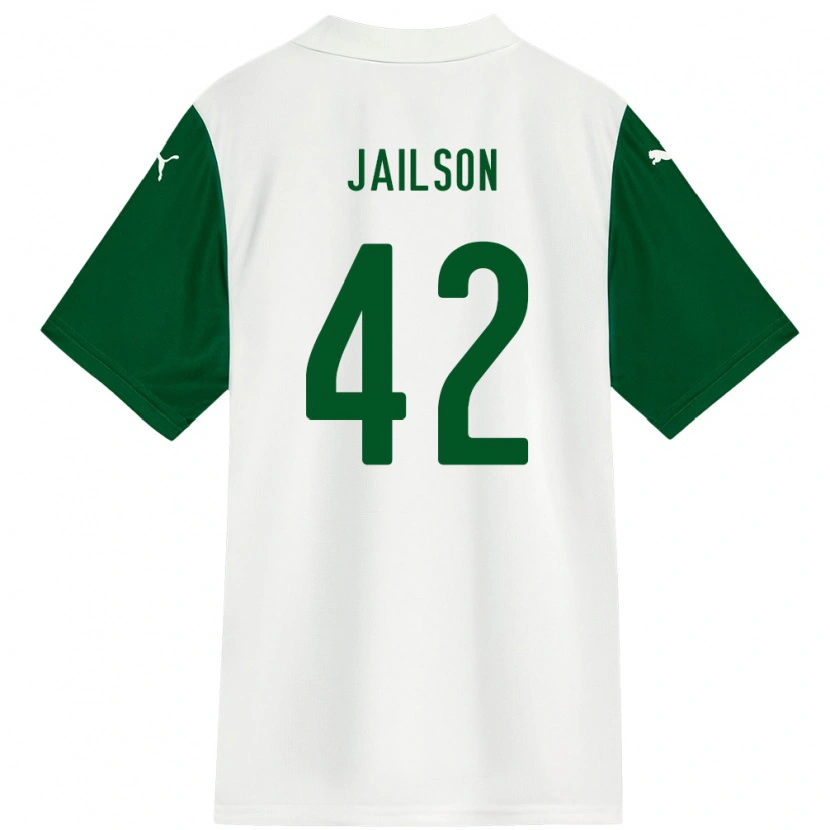Danxen Criança Camisola Jailson #42 Branco Verde Alternativa 2025/26 Camisa Brasil