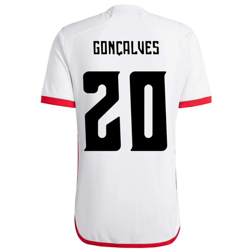 Danxen Criança Camisola Matheus Gonçalves #20 Branco Vermelho Alternativa 2025/26 Camisa Brasil