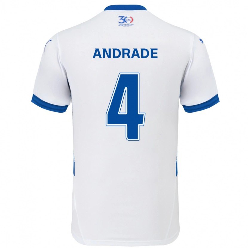 Danxen Criança Camisola Léo Andrade #4 Branco Azul Royal Alternativa 2025/26 Camisa Brasil