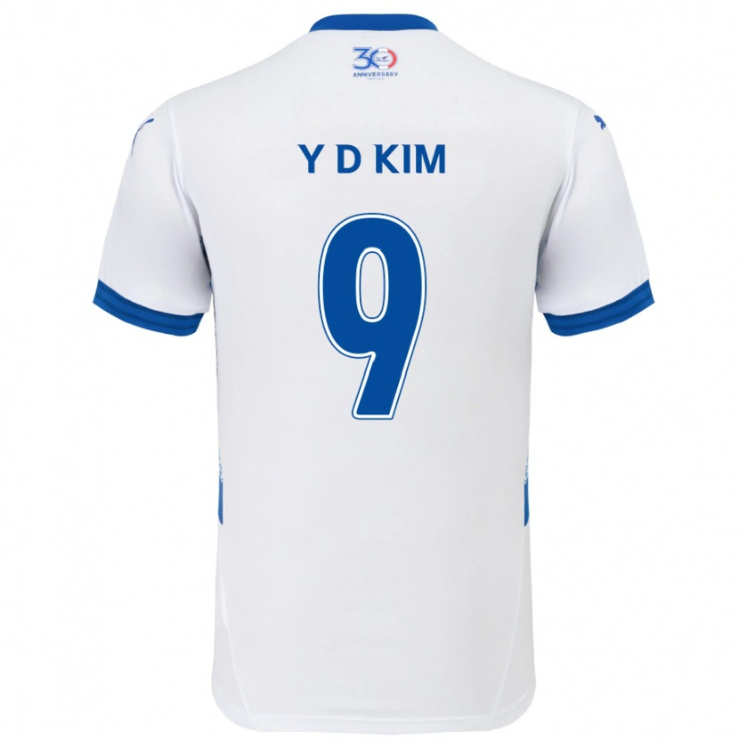 Danxen Criança Camisola Dong-Yeon Kim #9 Branco Azul Royal Alternativa 2025/26 Camisa Brasil