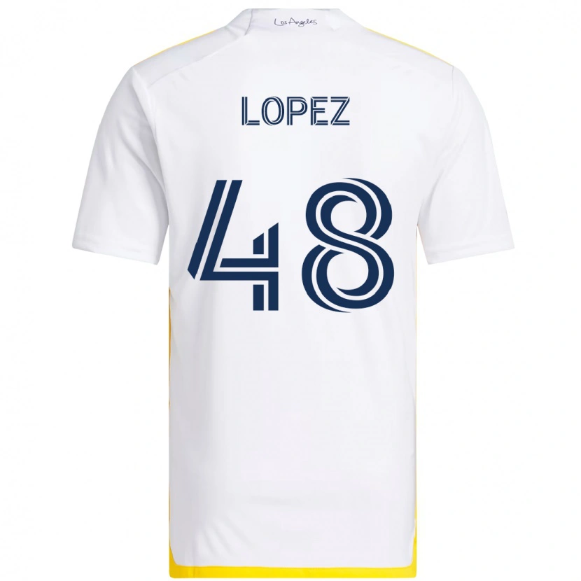 Danxen Homem Camisola Diego López #48 Branco Amarelo Principal 2025/26 Camisa Brasil