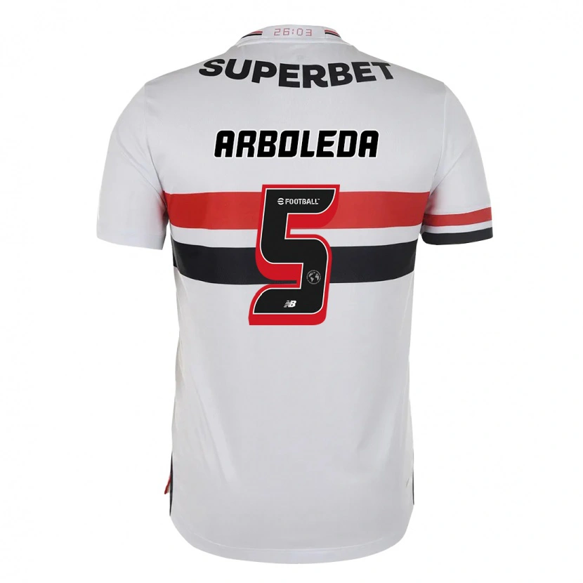 Danxen Homem Camisola Robert Arboleda #5 Vermelho Preto Branco Principal 2025/26 Camisa Brasil