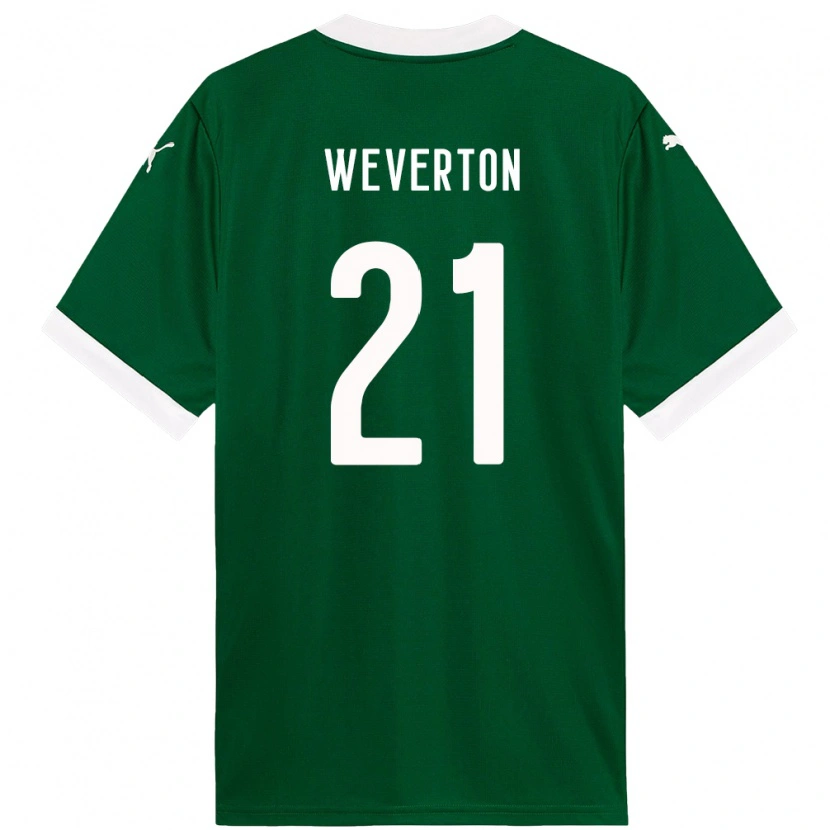 Danxen Homem Camisola Weverton #21 Verde Branco Principal 2025/26 Camisa Brasil