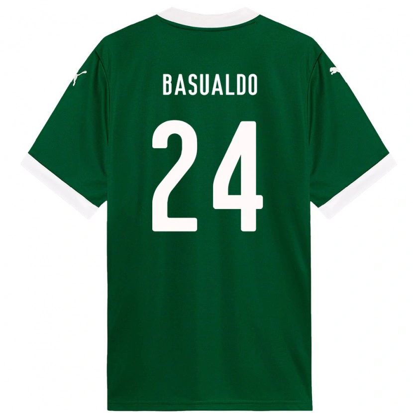 Danxen Homem Camisola Luis Basualdo #24 Verde Branco Principal 2025/26 Camisa Brasil