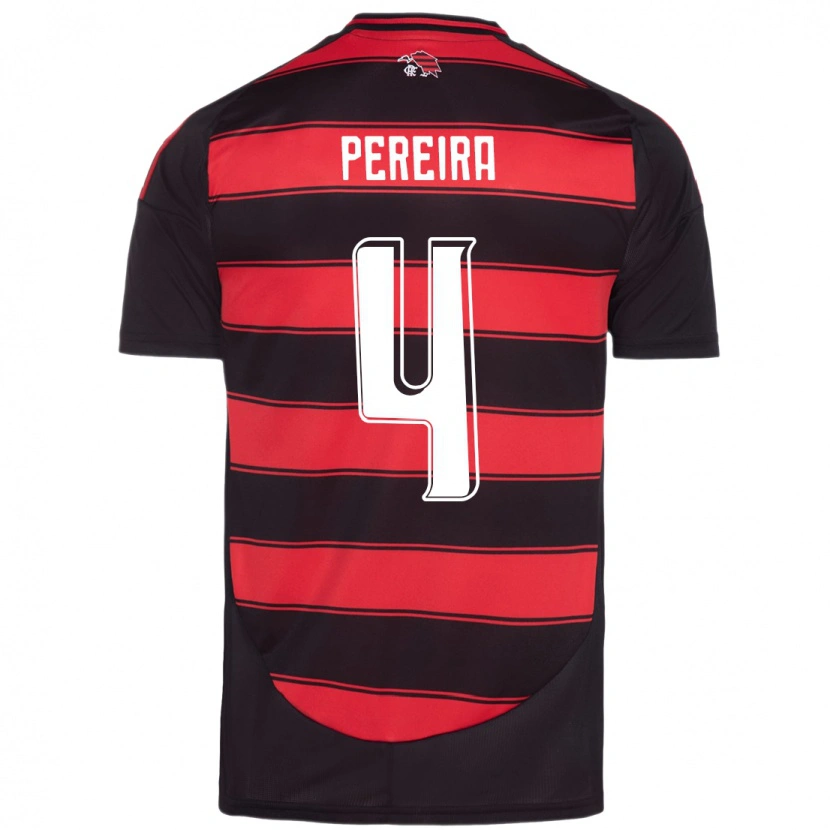 Danxen Homem Camisola Léo Pereira #4 Vermelho Preto Principal 2025/26 Camisa Brasil