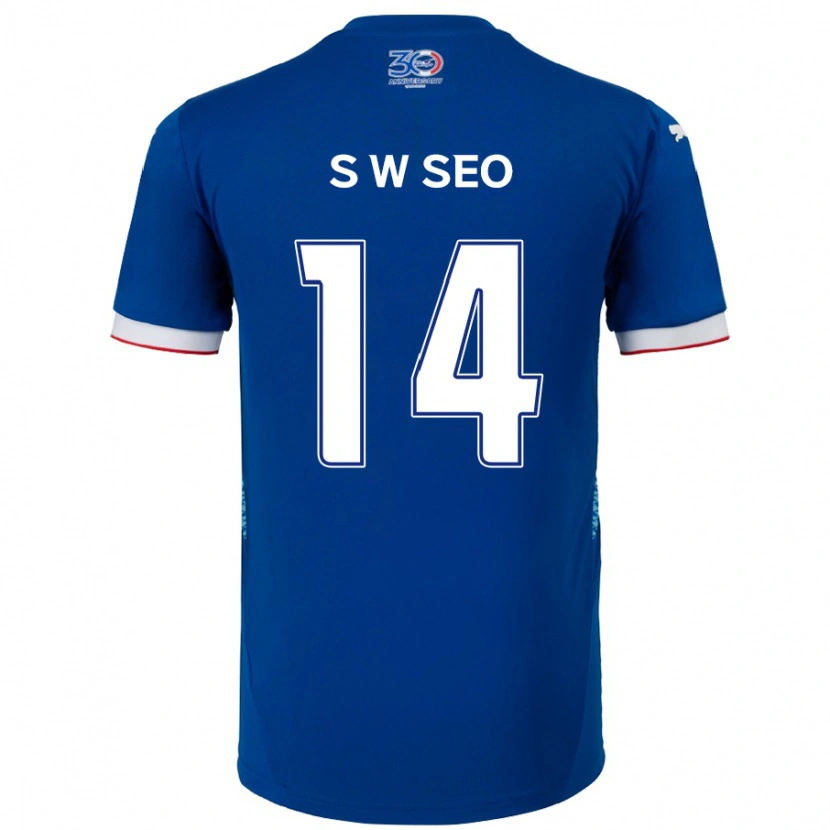 Danxen Homem Camisola Woo-Seong Seo #14 Azul Royal Branco Principal 2025/26 Camisa Brasil