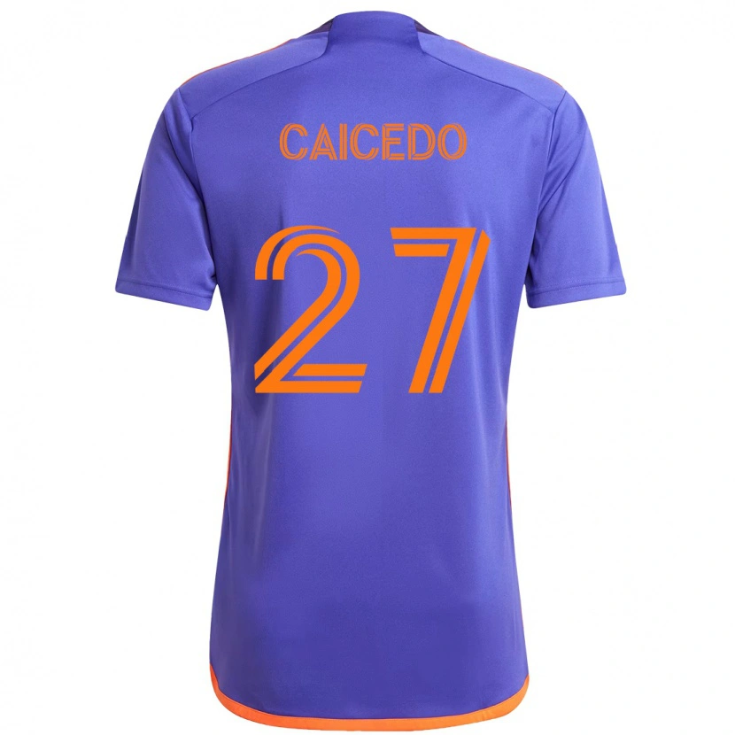 Danxen Homem Camisola Luis Caicedo #27 Roxo Laranja Alternativa 2025/26 Camisa Brasil