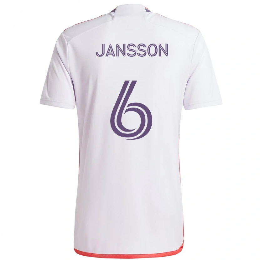 Danxen Homem Camisola Robin Jansson #6 Branco Roxo Alternativa 2025/26 Camisa Brasil