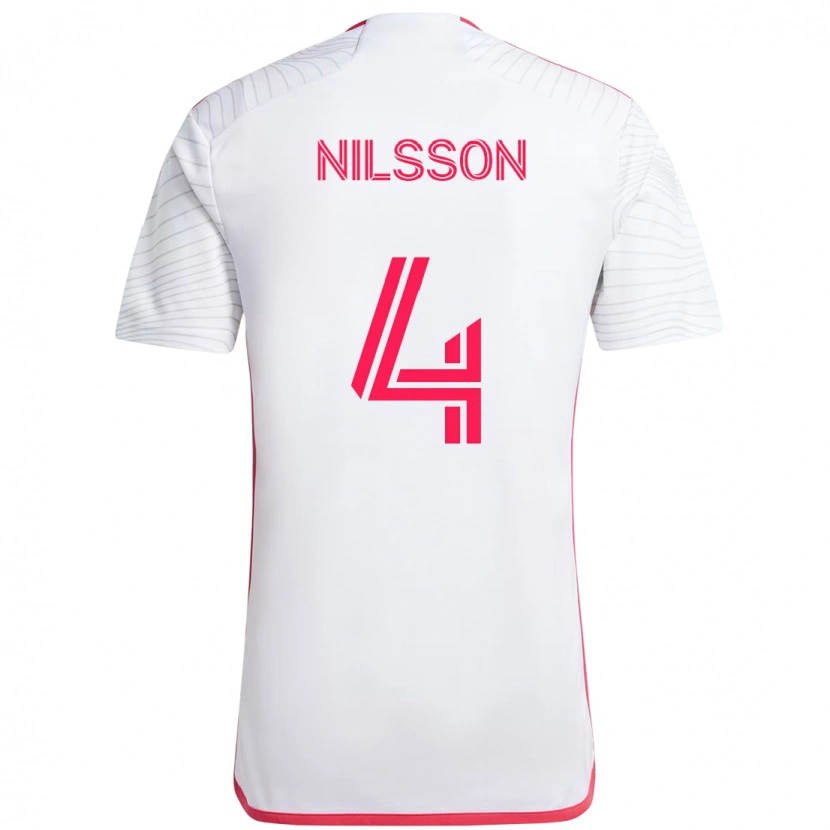 Danxen Homem Camisola Joakim Nilsson #4 Branco Magenta Alternativa 2025/26 Camisa Brasil