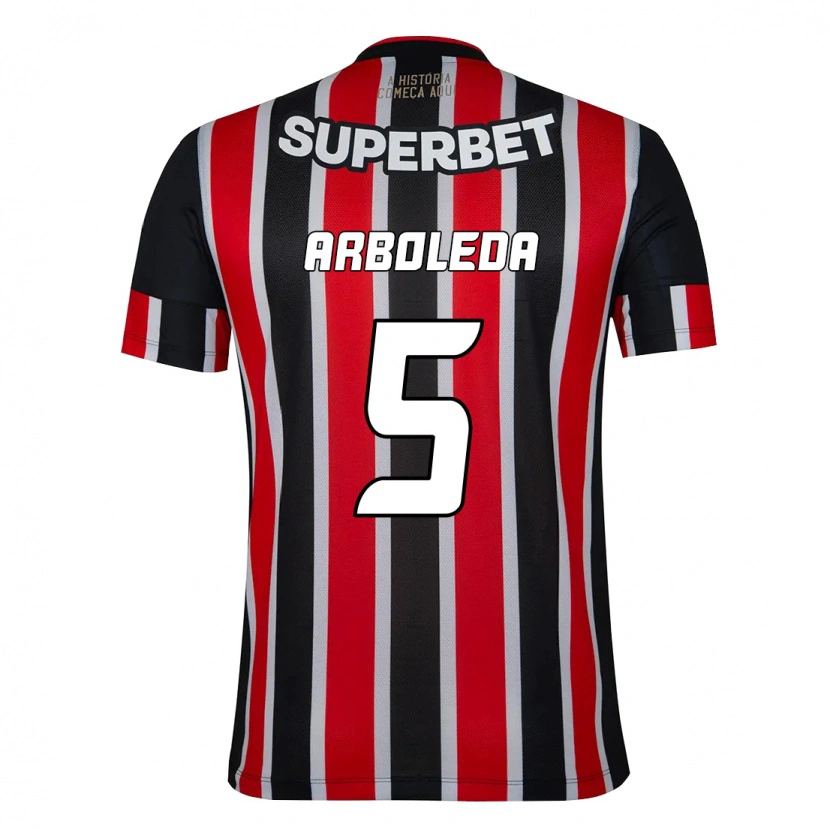 Danxen Homem Camisola Robert Arboleda #5 Preto Vermelho Alternativa 2025/26 Camisa Brasil
