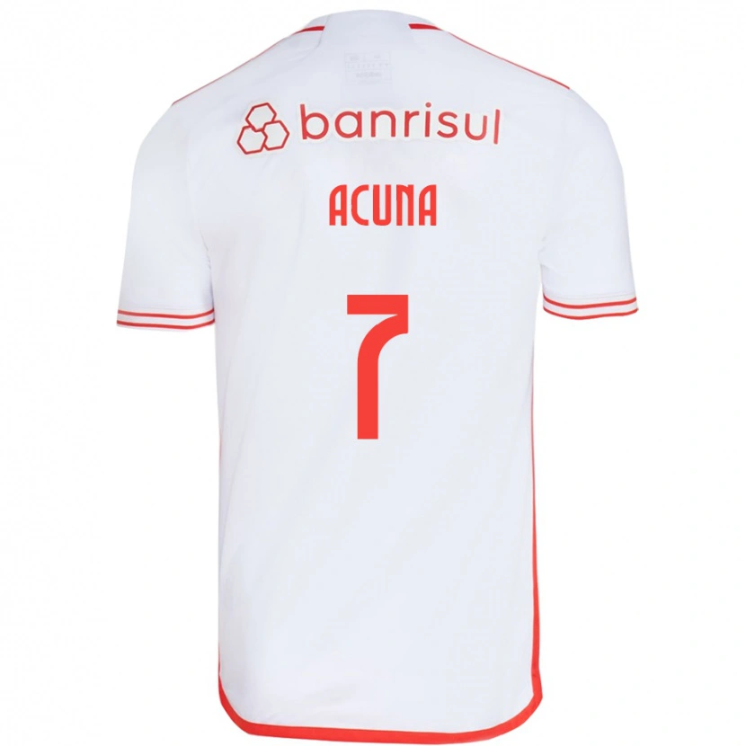 Danxen Homem Camisola Yenny Acuña #7 Branco Vermelho Alternativa 2025/26 Camisa Brasil