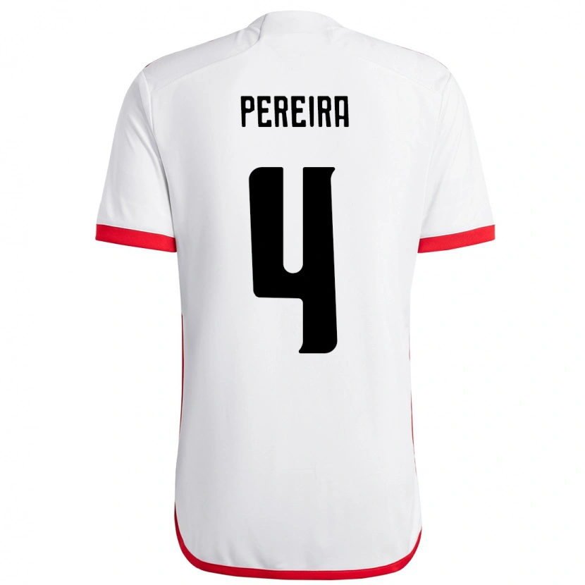 Danxen Homem Camisola Léo Pereira #4 Branco Vermelho Alternativa 2025/26 Camisa Brasil