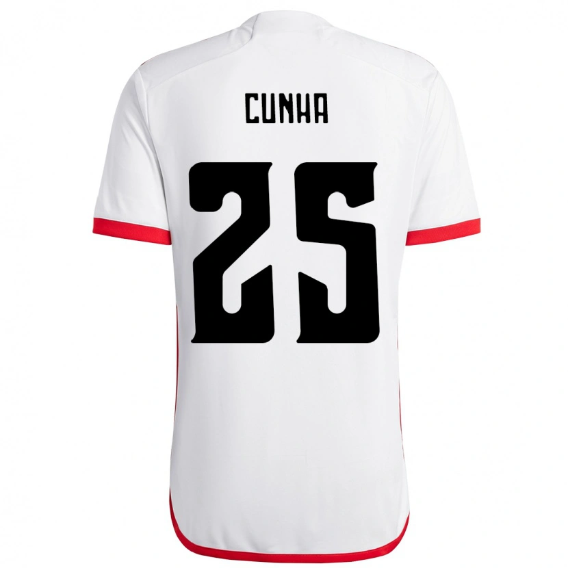 Danxen Homem Camisola Matheus Cunha #25 Branco Vermelho Alternativa 2025/26 Camisa Brasil