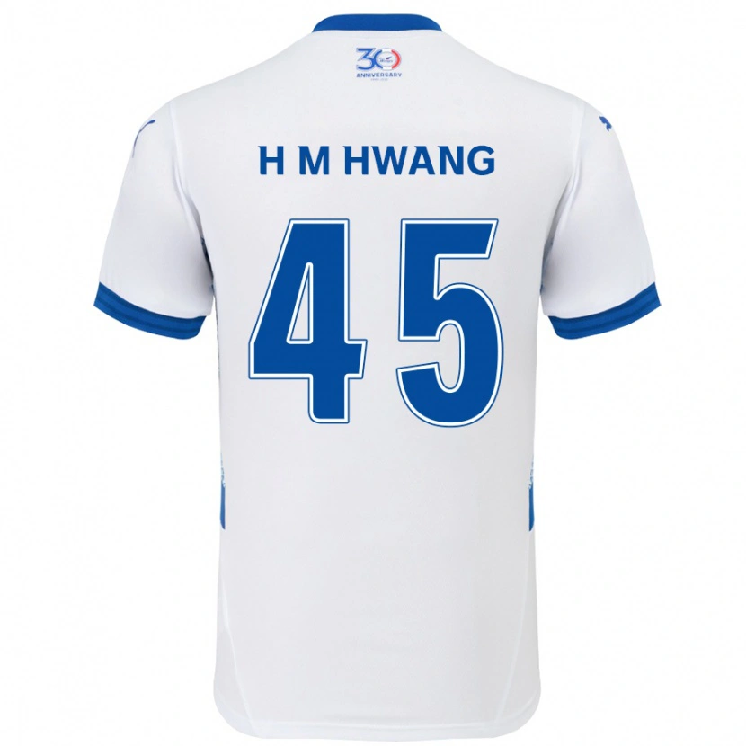 Danxen Homem Camisola Myung-Hyun Hwang #45 Branco Azul Royal Alternativa 2025/26 Camisa Brasil