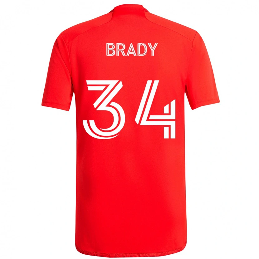 Danxen Mulher Camisola Chris Brady #34 Vermelho Branco Principal 2025/26 Camisa Brasil