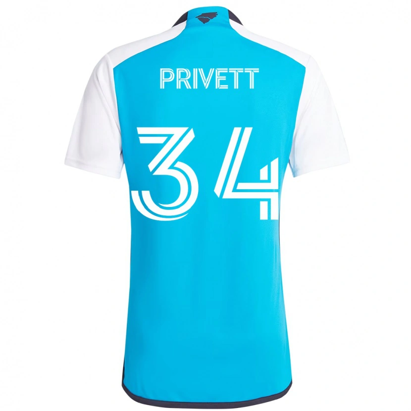 Danxen Mulher Camisola Andrew Privett #34 Azul Celeste Branco Principal 2025/26 Camisa Brasil