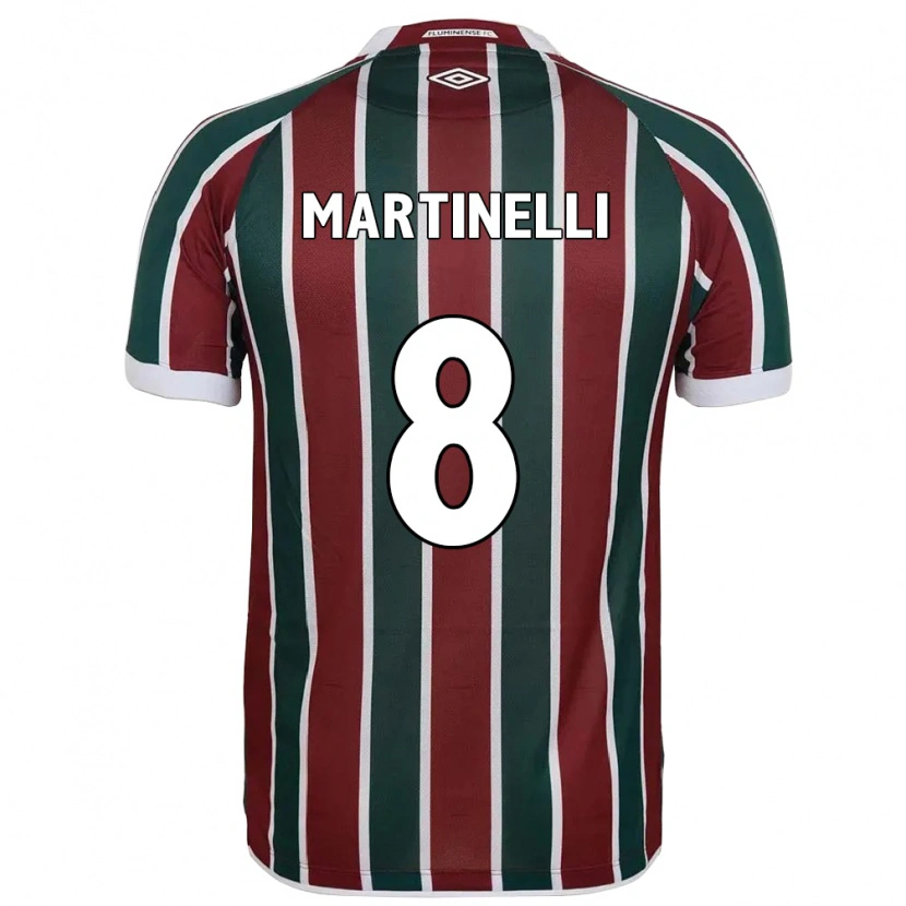 Danxen Mulher Camisola Martinelli #8 Verde Bordô Branco Principal 2025/26 Camisa Brasil