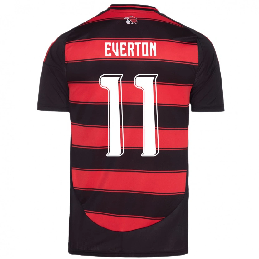 Danxen Mulher Camisola Everton #11 Vermelho Preto Principal 2025/26 Camisa Brasil
