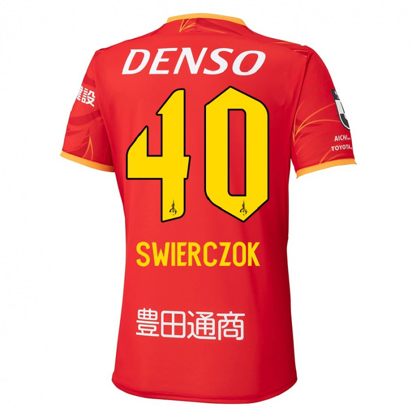 Danxen Mulher Camisola Jakub Swierczok #40 Vermelho Amarelo Principal 2025/26 Camisa Brasil