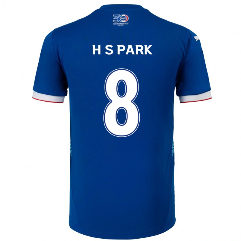 Danxen Mulher Camisola Sang-Hyeok Park #8 Azul Royal Branco Principal 2025/26 Camisa Brasil