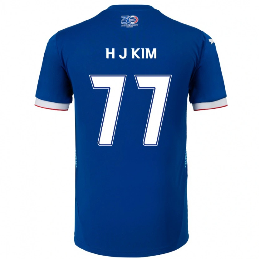 Danxen Mulher Camisola Ji-Hyun Kim #77 Azul Royal Branco Principal 2025/26 Camisa Brasil