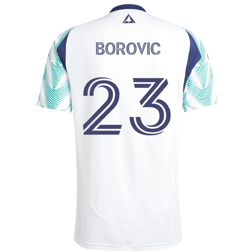 Danxen Mulher Camisola Luka Borovic #23 Branco Azul Alternativa 2025/26 Camisa Brasil