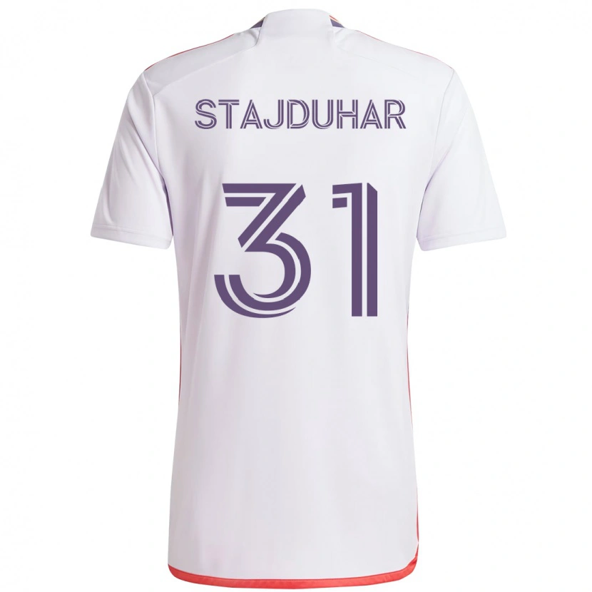 Danxen Mulher Camisola Mason Stajduhar #31 Branco Roxo Alternativa 2025/26 Camisa Brasil