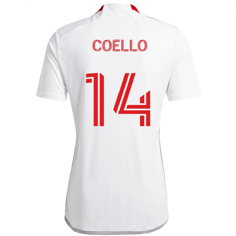 Danxen Mulher Camisola Alonso Coello #14 Branco Vermelho Alternativa 2025/26 Camisa Brasil
