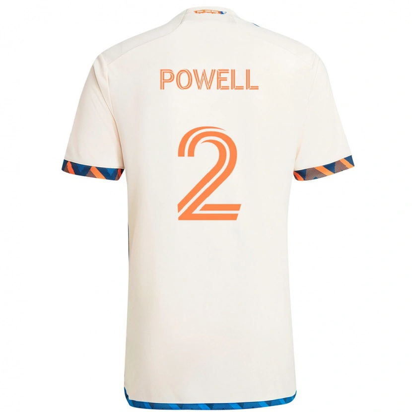 Danxen Mulher Camisola Alvas Powell #2 Branco Azul Laranja Alternativa 2025/26 Camisa Brasil